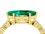 Yellow gold Marquise Cut Emerald Scattered Round Accent Ring with Prong Setting_16