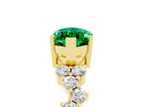Yellow gold Marquise Cut Emerald Scattered Round Accent Ring with Prong Setting_17