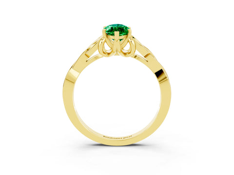 Yellow gold Marquise Cut Emerald Solitaire Celtic Knot Ring with Four-Prong Setting_15