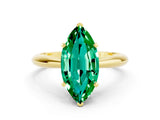 Yellow gold Marquise Cut Emerald Solitaire Engagement Ring with Cathedral Setting and Four-Prong Mount_24