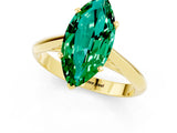 Yellow gold Marquise Cut Emerald Solitaire Engagement Ring with Cathedral Setting and Four-Prong Mount_25