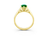 Yellow gold Marquise Cut Emerald Solitaire Engagement Ring with Cathedral Setting and Four-Prong Mount_27