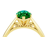 Yellow gold Marquise Cut Emerald Solitaire Engagement Ring with Cathedral Setting and Four-Prong Mount_28