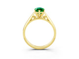 Yellow gold Marquise Cut Emerald Solitaire Engagement Ring with Cathedral Setting and Four-Prong Mount_33