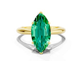 Yellow gold Marquise Cut Emerald Solitaire Engagement Ring with Cathedral Setting and Four-Prong Mount_66