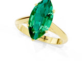 Yellow gold Marquise Cut Emerald Solitaire Engagement Ring with Cathedral Setting and Four-Prong Mount_67