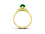Yellow gold Marquise Cut Emerald Solitaire Engagement Ring with Cathedral Setting and Four-Prong Mount_69