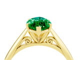 Yellow gold Marquise Cut Emerald Solitaire Engagement Ring with Cathedral Setting and Four-Prong Mount_70