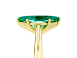 Yellow gold Marquise Cut Emerald Solitaire Engagement Ring with Cathedral Setting and Four-Prong Mount_71