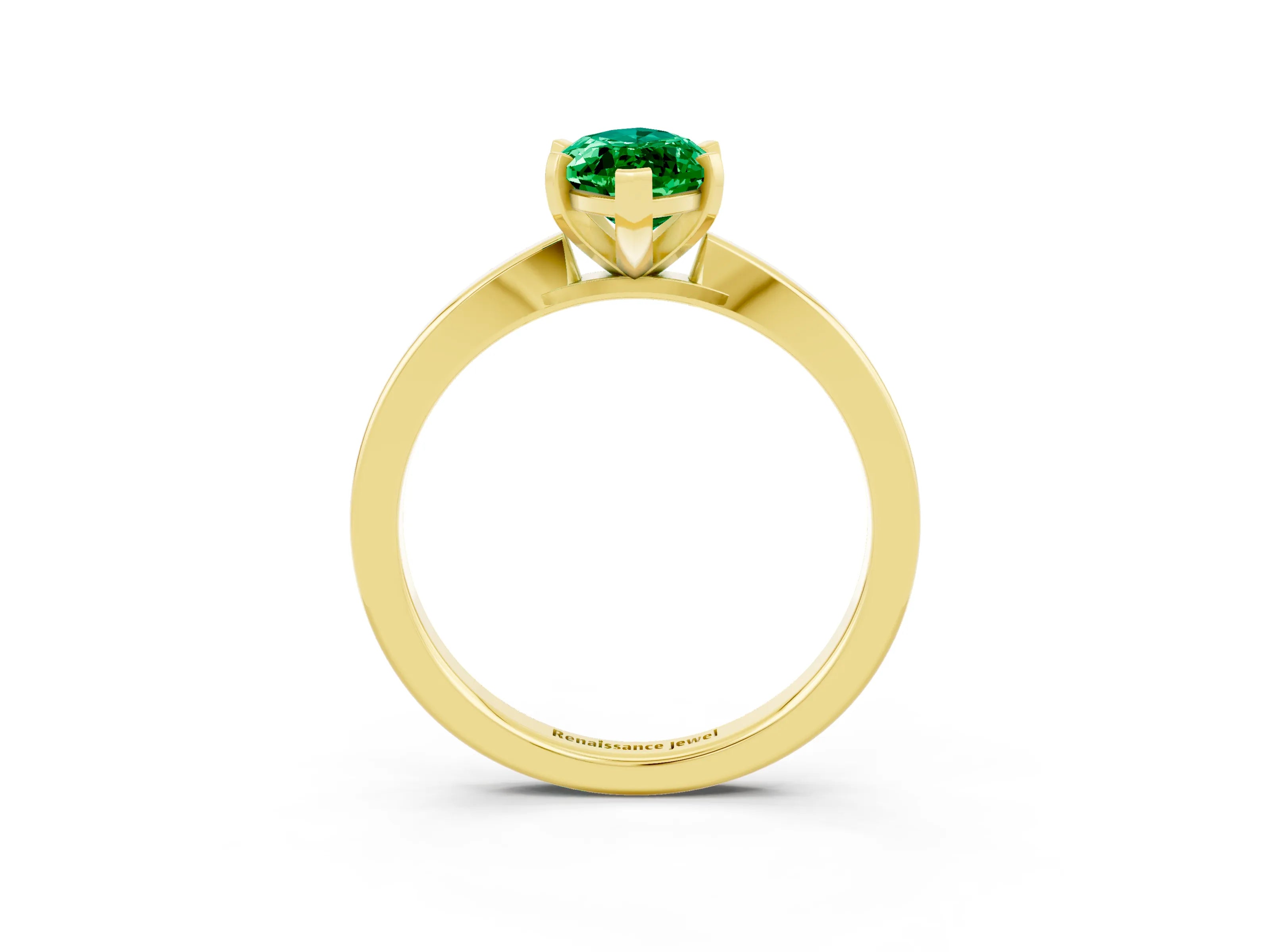 Yellow gold Marquise Cut Emerald Solitaire Engagement Ring with Classic Band and Four-Prong Setting_27