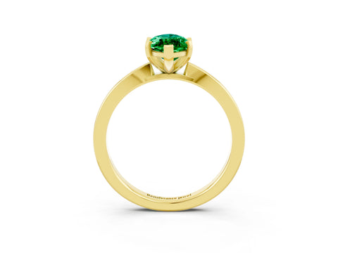 Yellow gold Marquise Cut Emerald Solitaire Engagement Ring with Classic Band and Four-Prong Setting_27