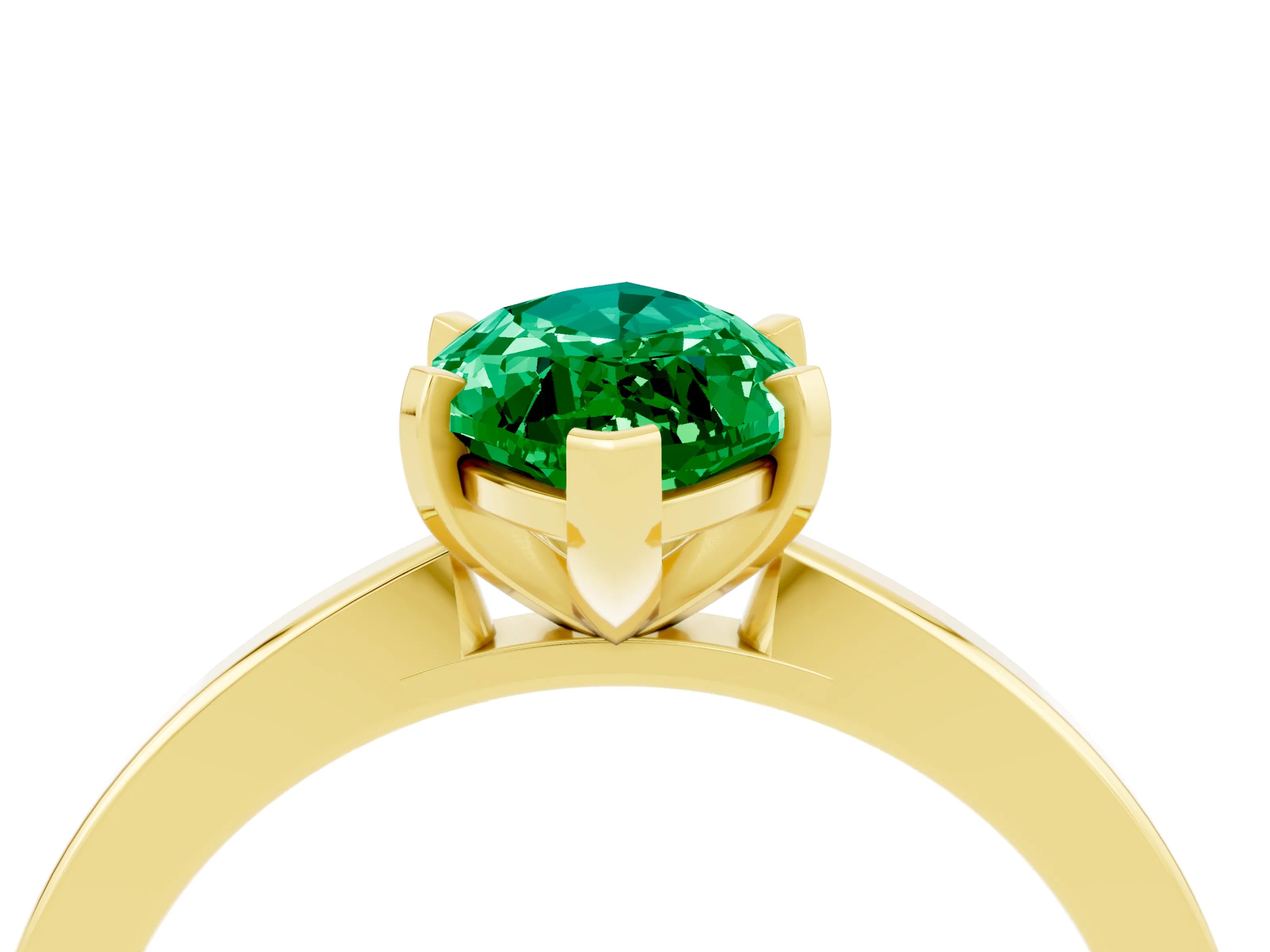 Yellow gold Marquise Cut Emerald Solitaire Engagement Ring with Classic Band and Four-Prong Setting_28