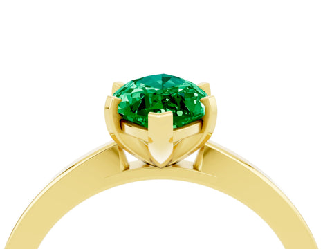 Yellow gold Marquise Cut Emerald Solitaire Engagement Ring with Classic Band and Four-Prong Setting_28