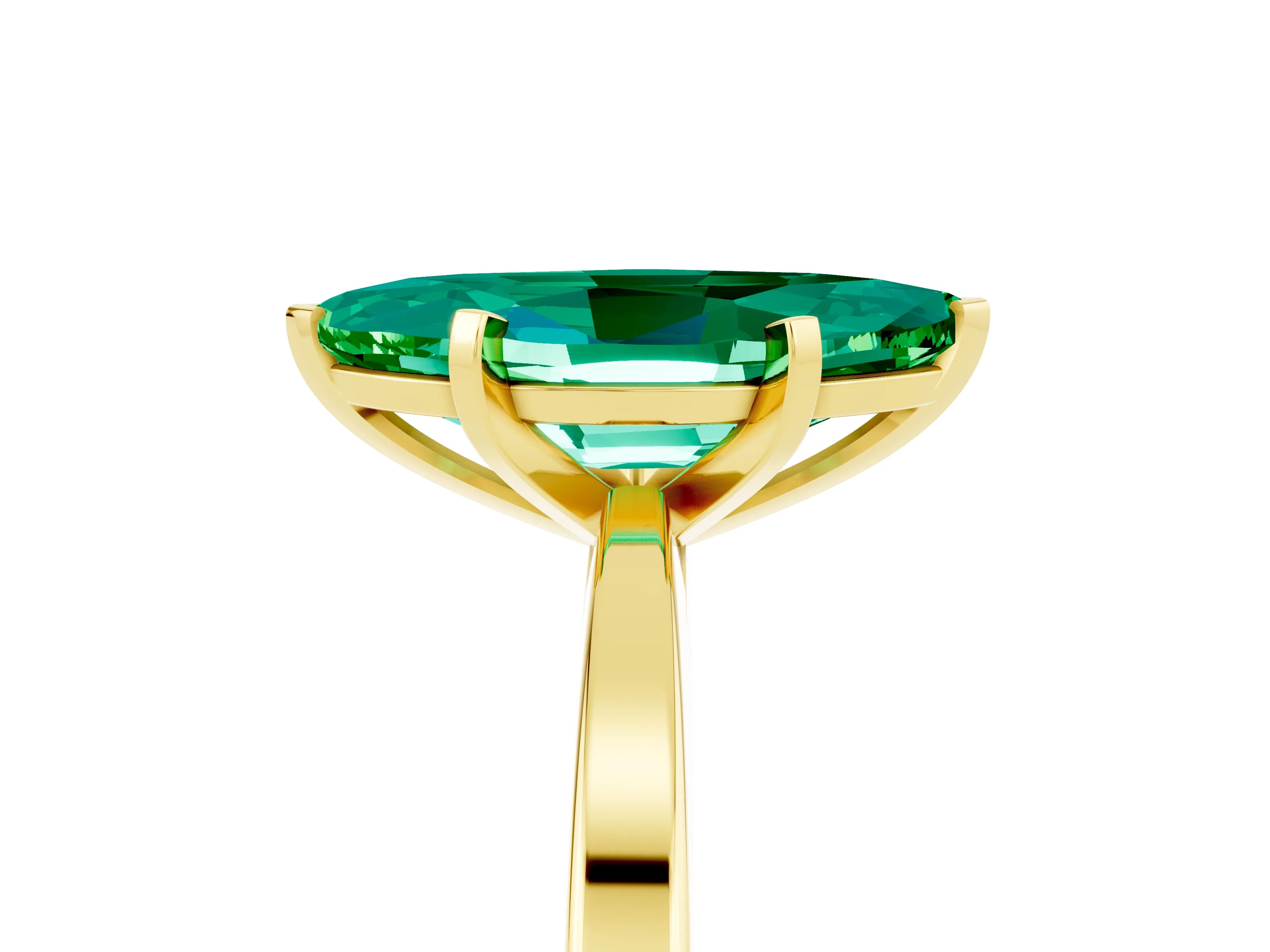 Yellow gold Marquise Cut Emerald Solitaire Engagement Ring with Classic Band and Four-Prong Setting_29