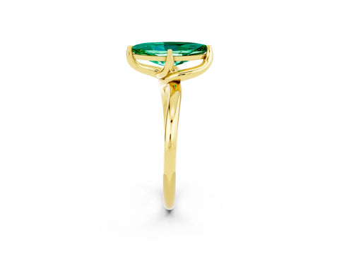 Yellow gold Marquise Cut Emerald Solitaire Engagement Ring with Four-Prong Setting and Classic Band_14