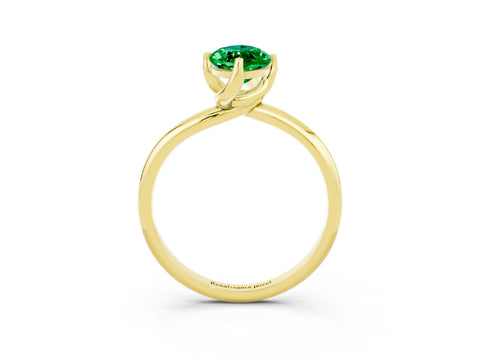 Yellow gold Marquise Cut Emerald Solitaire Engagement Ring with Four-Prong Setting and Classic Band_15