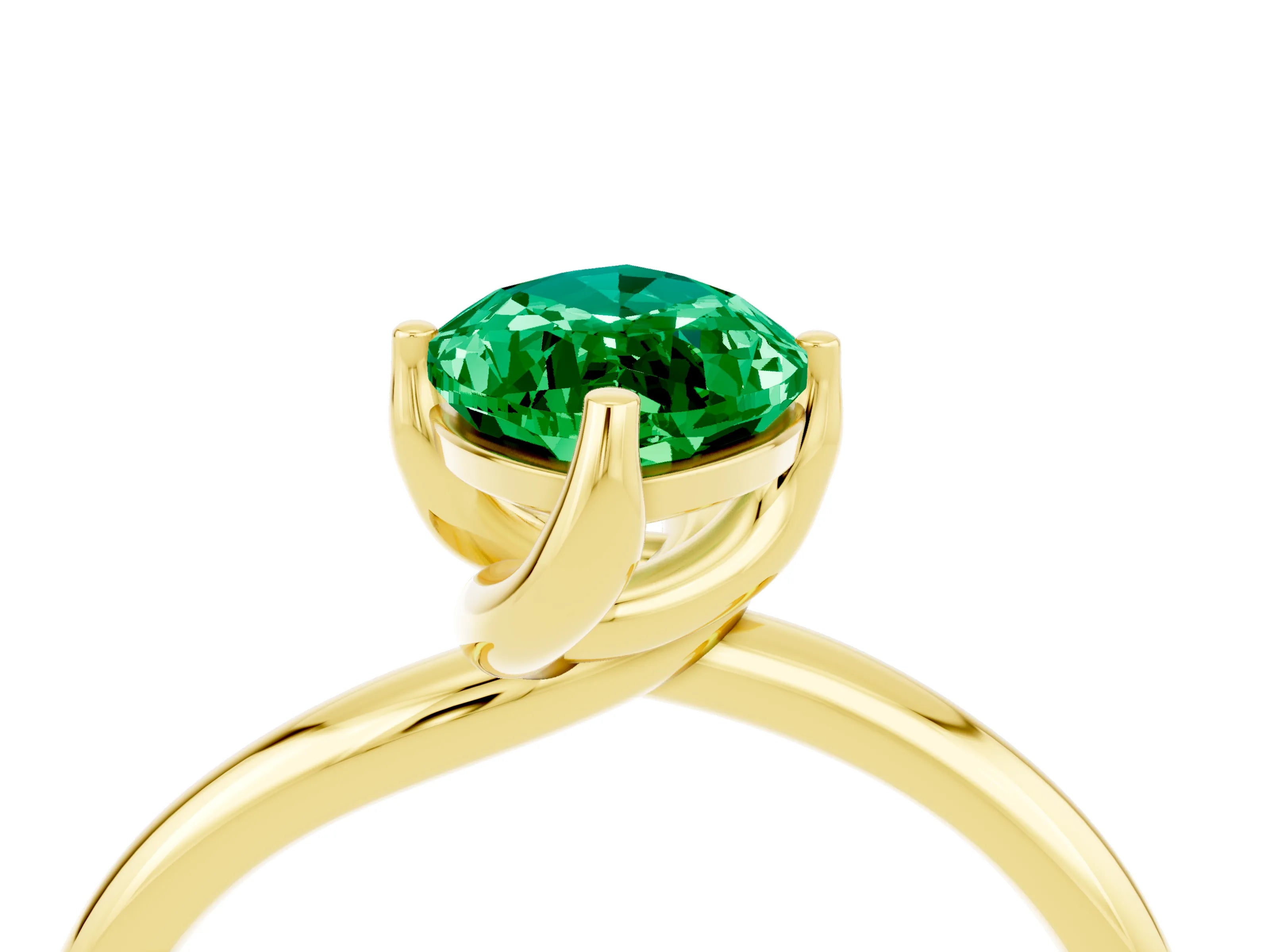 Yellow gold Marquise Cut Emerald Solitaire Engagement Ring with Four-Prong Setting and Classic Band_16