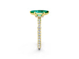 Yellow gold Marquise Cut Emerald Solitaire Engagement Ring with Pavé Band and Four-Prong Setting_2