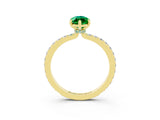Yellow gold Marquise Cut Emerald Solitaire Engagement Ring with Pavé Band and Four-Prong Setting_3