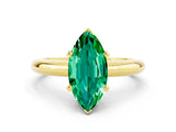 Yellow gold Marquise Cut Emerald Solitaire Engagement Ring with Round Band and Four-Prong Setting_12
