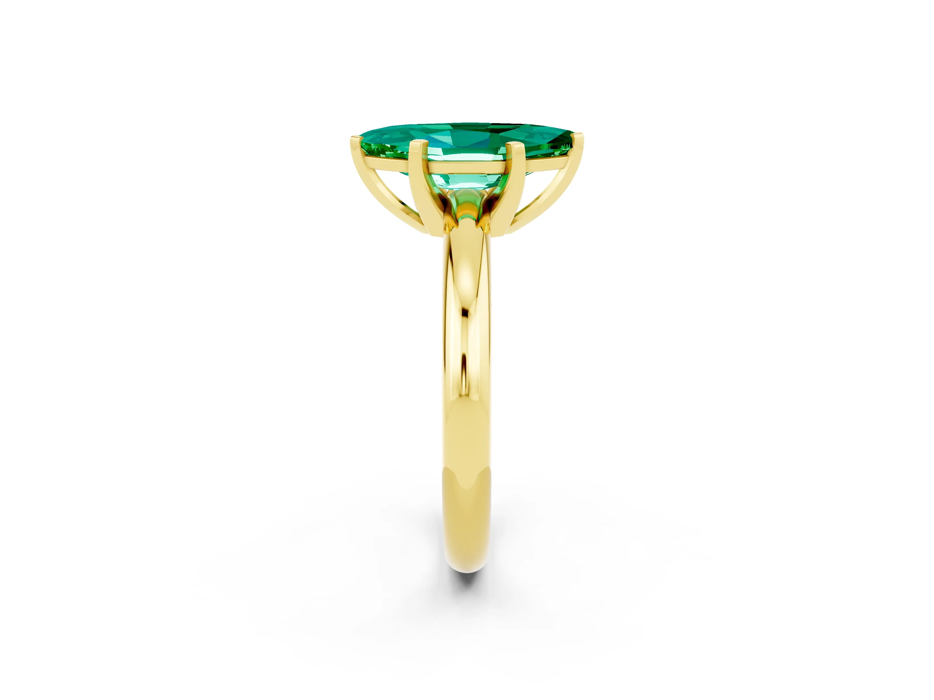 Yellow gold Marquise Cut Emerald Solitaire Engagement Ring with Round Band and Four-Prong Setting_14