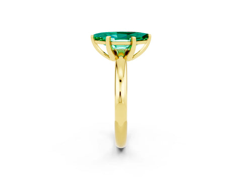 Yellow gold Marquise Cut Emerald Solitaire Engagement Ring with Round Band and Four-Prong Setting_14