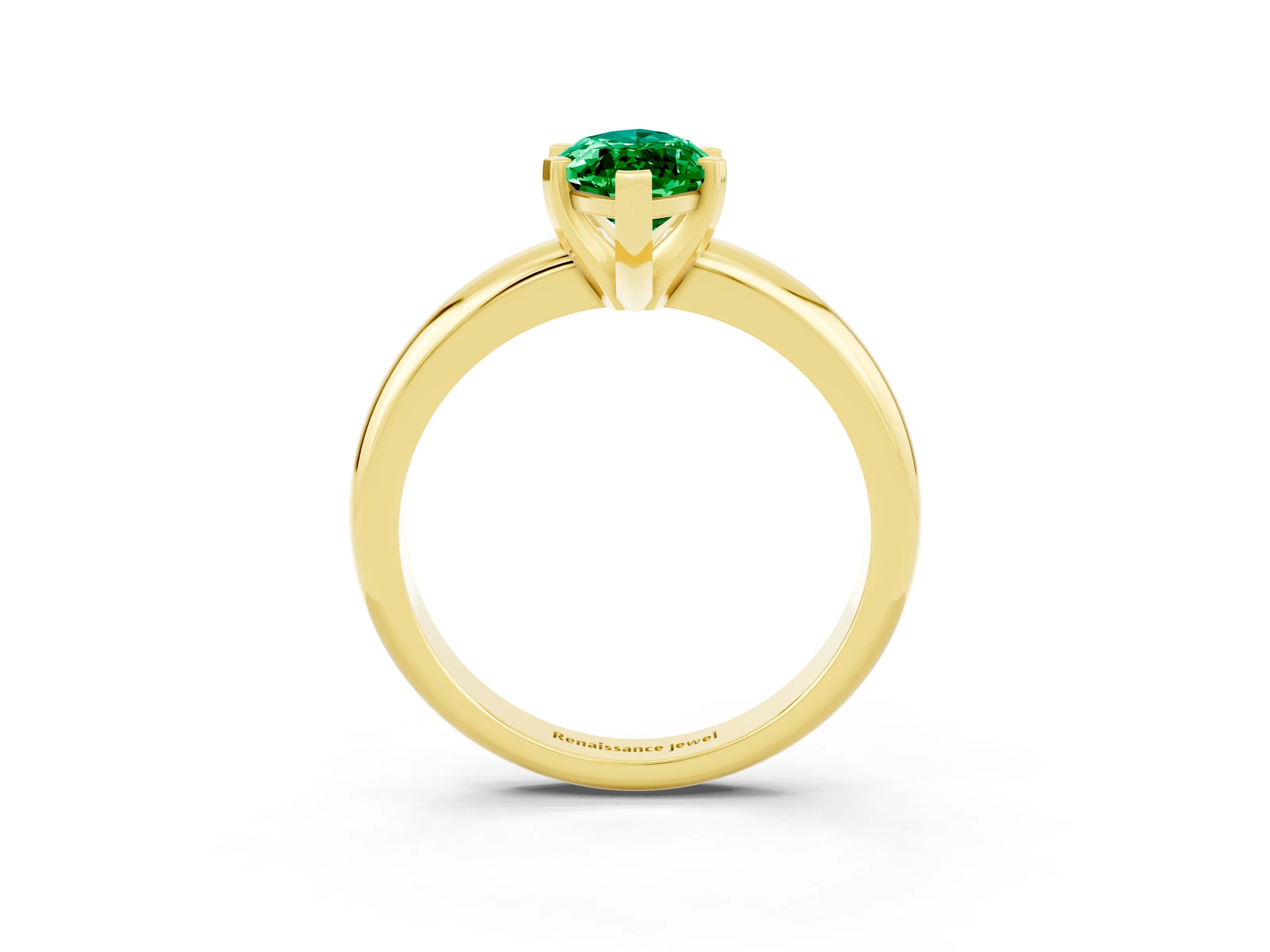 Yellow gold Marquise Cut Emerald Solitaire Engagement Ring with Round Band and Four-Prong Setting_15