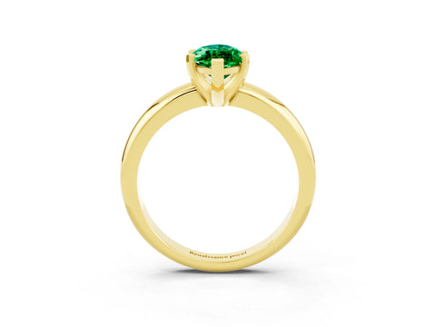 Yellow gold Marquise Cut Emerald Solitaire Engagement Ring with Round Band and Four-Prong Setting_15