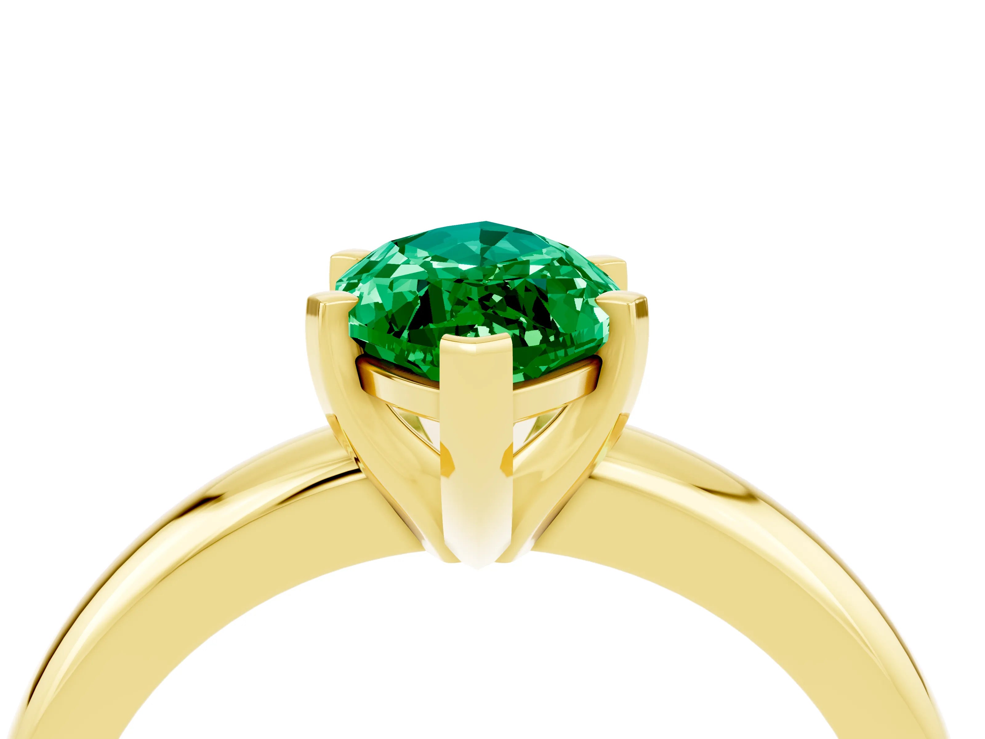 Yellow gold Marquise Cut Emerald Solitaire Engagement Ring with Round Band and Four-Prong Setting_16