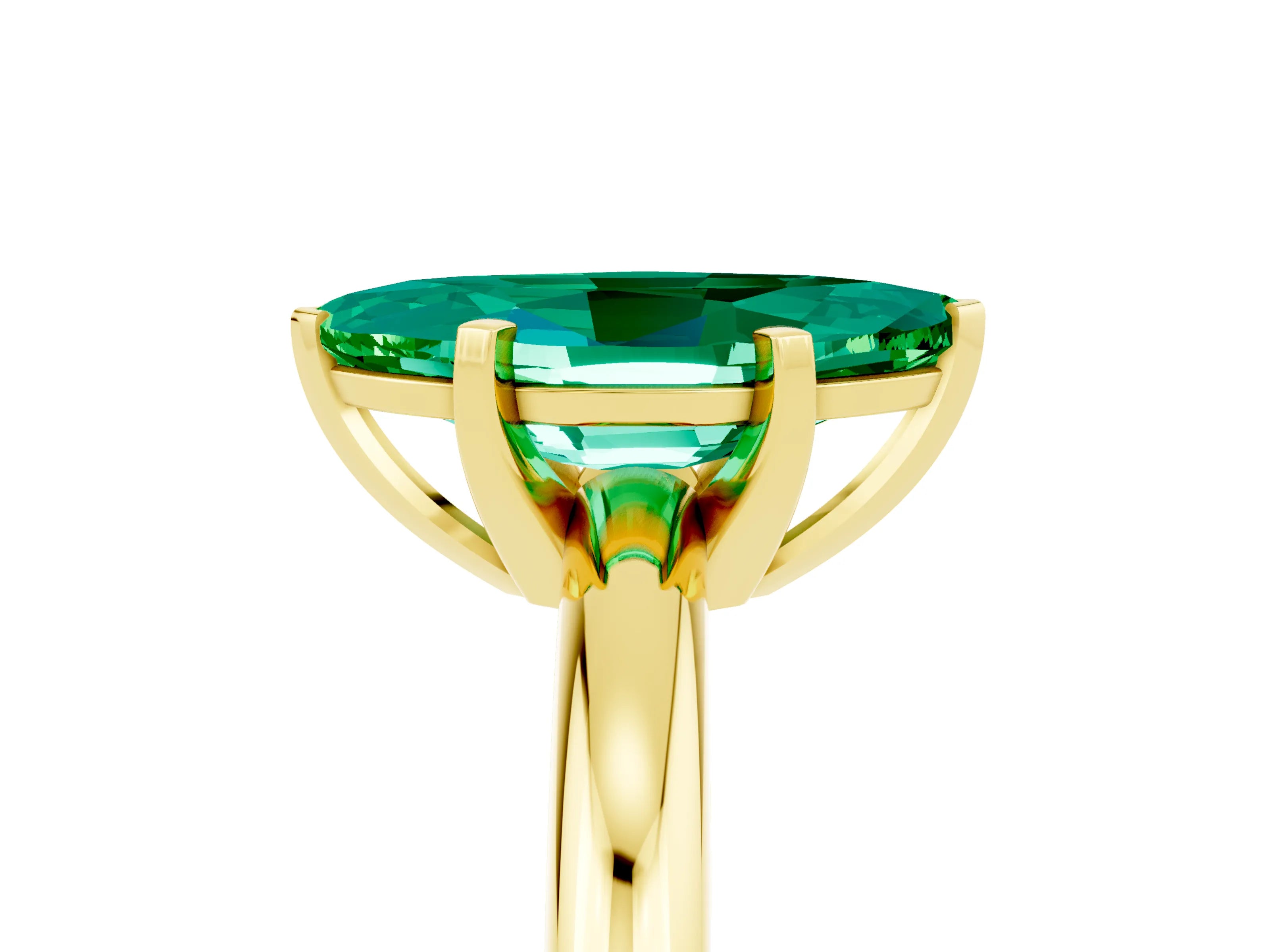Yellow gold Marquise Cut Emerald Solitaire Engagement Ring with Round Band and Four-Prong Setting_17