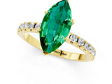 Yellow gold Marquise Cut Emerald Solitaire Pavé Band with Four-Prong Setting_1