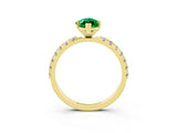 Yellow gold Marquise Cut Emerald Solitaire Pavé Band with Four-Prong Setting_3