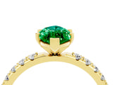 Yellow gold Marquise Cut Emerald Solitaire Pavé Band with Four-Prong Setting_4