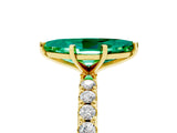Yellow gold Marquise Cut Emerald Solitaire Pavé Band with Four-Prong Setting_5