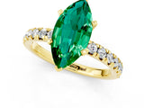 Yellow gold Marquise Cut Emerald Solitaire Pavé Engagement Ring with Round Band and Prong Setting_13