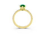 Yellow gold Marquise Cut Emerald Solitaire Pavé Engagement Ring with Round Band and Prong Setting_15