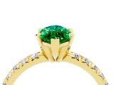 Yellow gold Marquise Cut Emerald Solitaire Pavé Engagement Ring with Round Band and Prong Setting_16