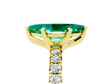 Yellow gold Marquise Cut Emerald Solitaire Pavé Engagement Ring with Round Band and Prong Setting_17