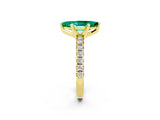 Yellow gold Marquise Cut Emerald Solitaire Pavé Engagement Ring with Round Band and Prong Setting_74