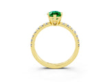 Yellow gold Marquise Cut Emerald Solitaire Pavé Engagement Ring with Round Band and Prong Setting_75