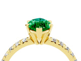 Yellow gold Marquise Cut Emerald Solitaire Pavé Engagement Ring with Round Band and Prong Setting_76