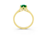 Yellow gold Marquise Cut Emerald Solitaire Ring with Flower Prong Setting and Classic Band_15
