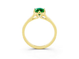 Yellow gold Marquise Cut Emerald Solitaire Ring with Flower Prong Setting and Classic Band_39