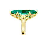 Yellow gold Marquise Cut Emerald Solitaire Ring with Flower Prong Setting and Classic Band_41