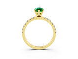 Yellow gold Marquise Cut Emerald Solitaire Ring with Pavé Accents and Four-Prong Setting_3