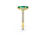Yellow gold Marquise Cut Emerald Solitaire Ring with Pavé Band and Four-Prong Setting_26