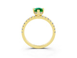Yellow gold Marquise Cut Emerald Solitaire Ring with Pavé Band and Four-Prong Setting_27