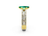 Yellow gold Marquise Cut Emerald Solitaire Ring with Pavé and Channel Set Band_2