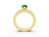 Yellow gold Marquise Cut Emerald Solitaire Ring with Pavé and Channel Set Band_3