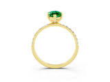 Yellow gold Marquise Cut Emerald Solitaire Ring with Pave Band and Four Prong Setting_27